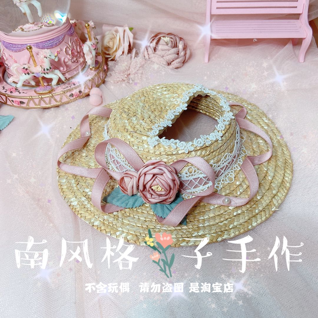 Star Dai Lu hat doll straw hat doll Straw hat pastoral style strawberry plaid accessories spot