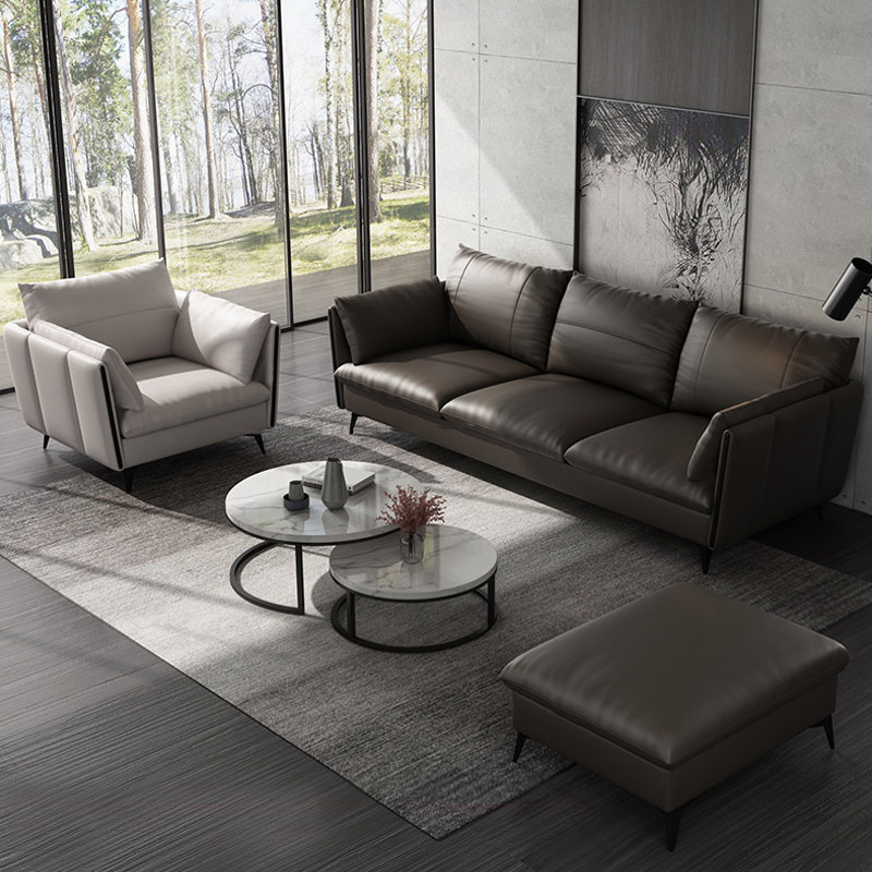 Nordic office sofa leather simple modern business reception guest office sofa tea couch combined triple