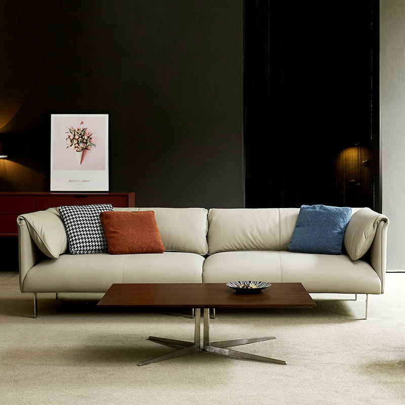 Office sofa genuine leather minimalist business reception room Guest Area Casual Office Sofa Tea Table Combo Trio