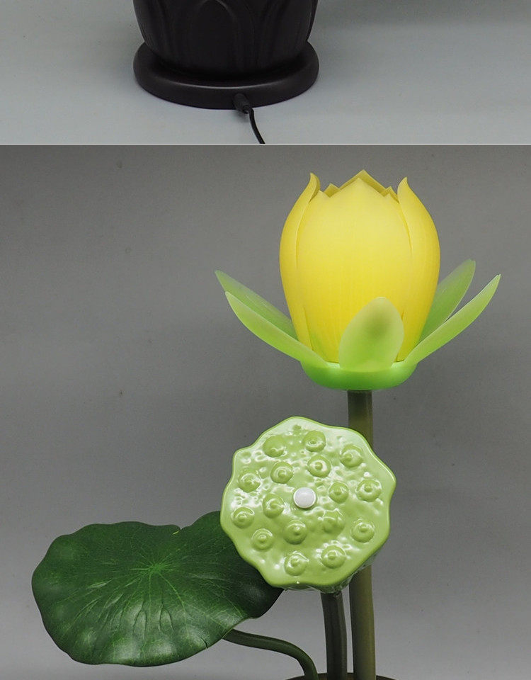 товар из китая 家用自动开花仿真莲花灯荷花供佛灯佛堂家居装饰工艺品客厅装饰灯 No brand