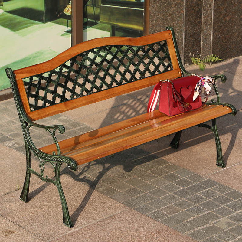 Wooden wooden park chair solid wooden anti-corrosion benches garden double park wooden chair iron furniture backing chair