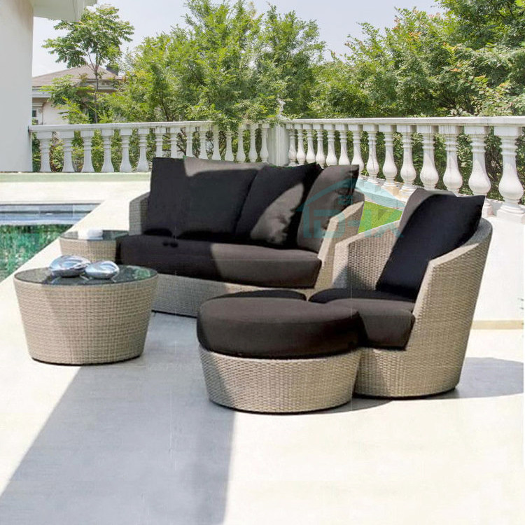 Outdoor Rattan sofa Living room hotel decent board room Leisure sofa chair Villa Patio chair sofa Three sets