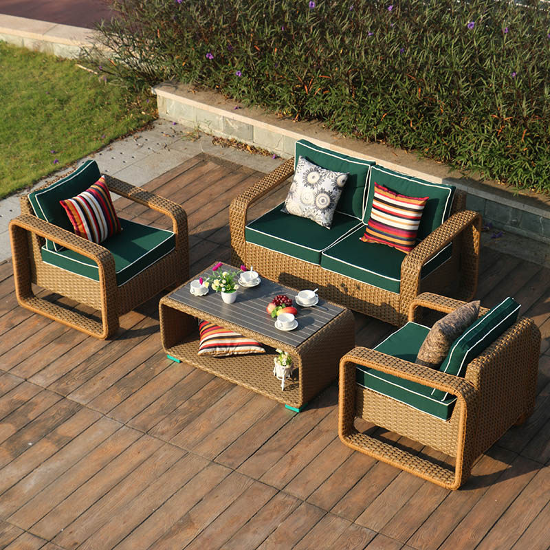 Rattan Chair Sofa Casual Rattan Sofa Combined Living-room Vines Woven Sofa Five Pieces Of Vines Imitation Bamboo Rattan Chic Furniture