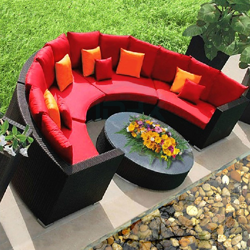 Balcony Villa Fujii Sofa Arched Outdoor Rattan Sofa Tea Table Combined Rattan Chair Casual Living-room Sofa Patio