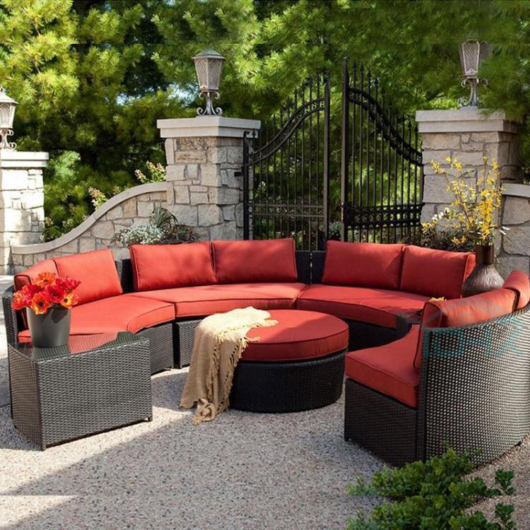 Outdoor Round Rattan chair sofa Villa Living Room room Top Roof Semi-circular Rattan sofa arched rattan furniture furniture