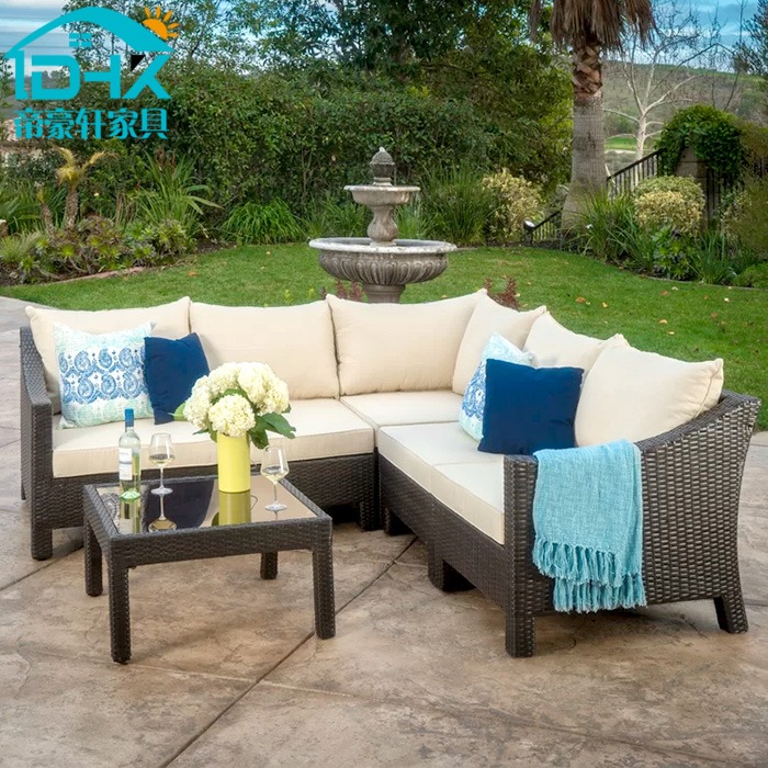 Outdoor Sofa Rattan Chair Tea Table Trio Combined Outdoor Patio Balcony Garden Living Room Vines Living-room Vines Furniture Casual Sofa Furniture