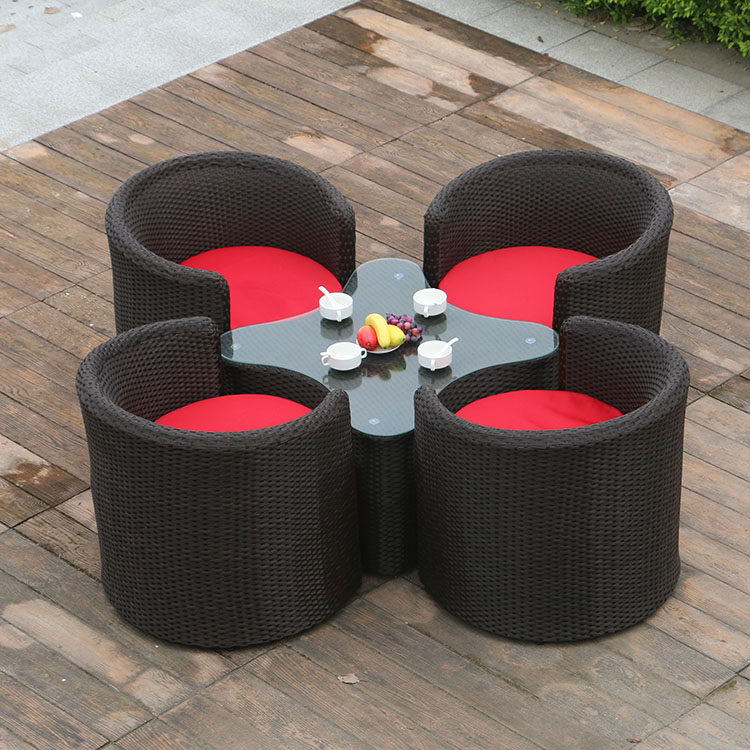 Outdoor Balcony Patio Outdoor Furniture Rattan Chic Table And Chairs Five Pieces Combinations Fashion Creative Hotel Café Table And Chairs