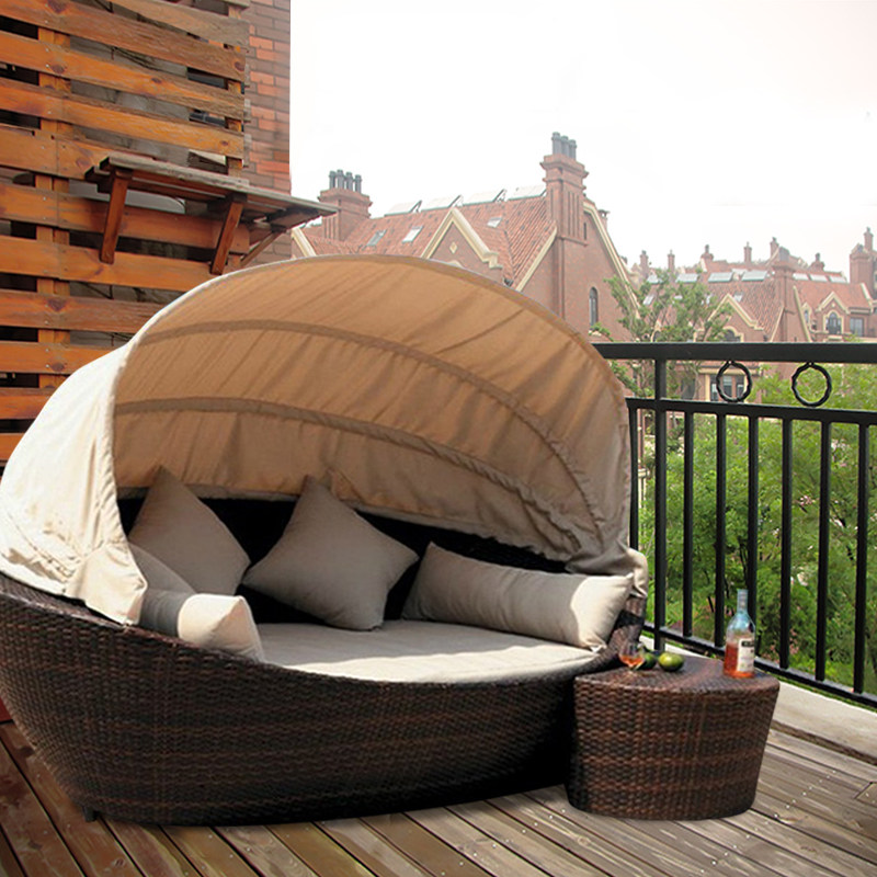 Outdoor balcony bed rattan sofa chair outdoor furniture round sofa tea table combination living room outdoor tengyi sofa