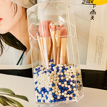 Makeup brush storage barrel with cover dust-proof desktop storage artifact makeup beauty tools portable plastic pen holder large