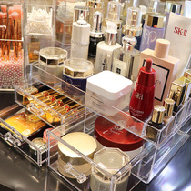 Cosmetics storage box large capacity desktop dressing table finishing mask lipstick drawer skin care shelf transparent