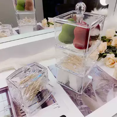 Desktop cotton stick box dustproof transparent cotton cosmetics storage box creative girl home beauty egg finishing box