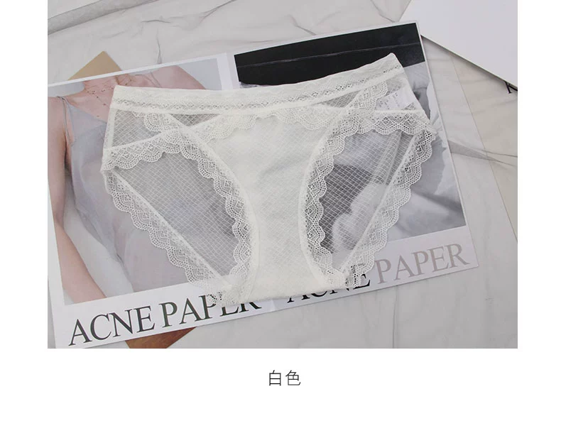 Ren sexy mỏng gạc trong suốt ngọt ngào nữ tính thoải mái đồ lót cotton đáy quần thoáng khí cánh tay quần sịp eo thấp - Cặp đôi