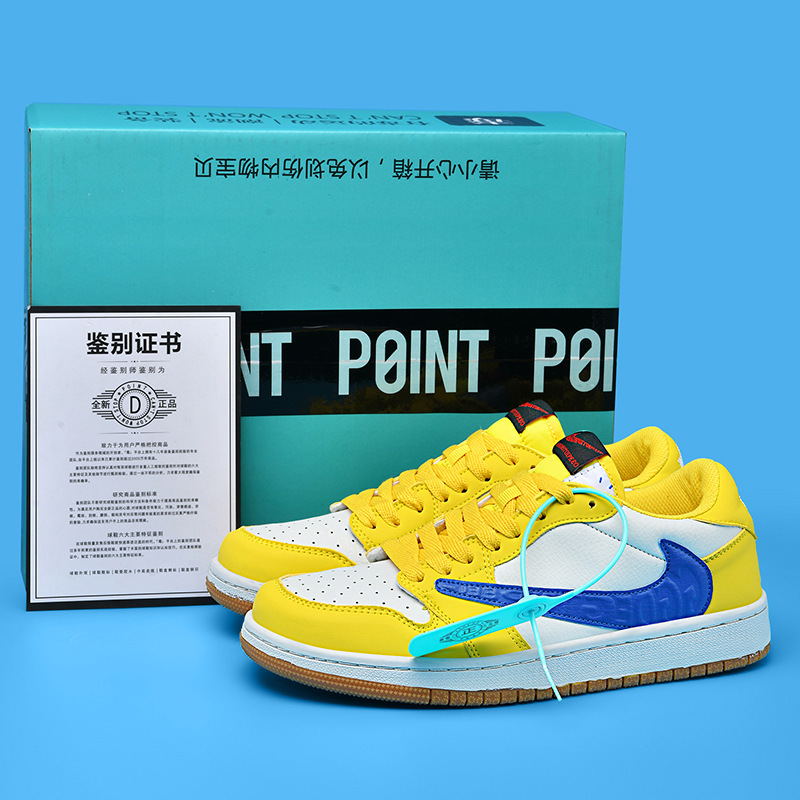 Putian Aj1 Men's Shoes Swoosh Gold Swallowtail Genuine Sb Collaboration Low-Top Lightning White Blue White Brown Sneakers Women's Running Shoes