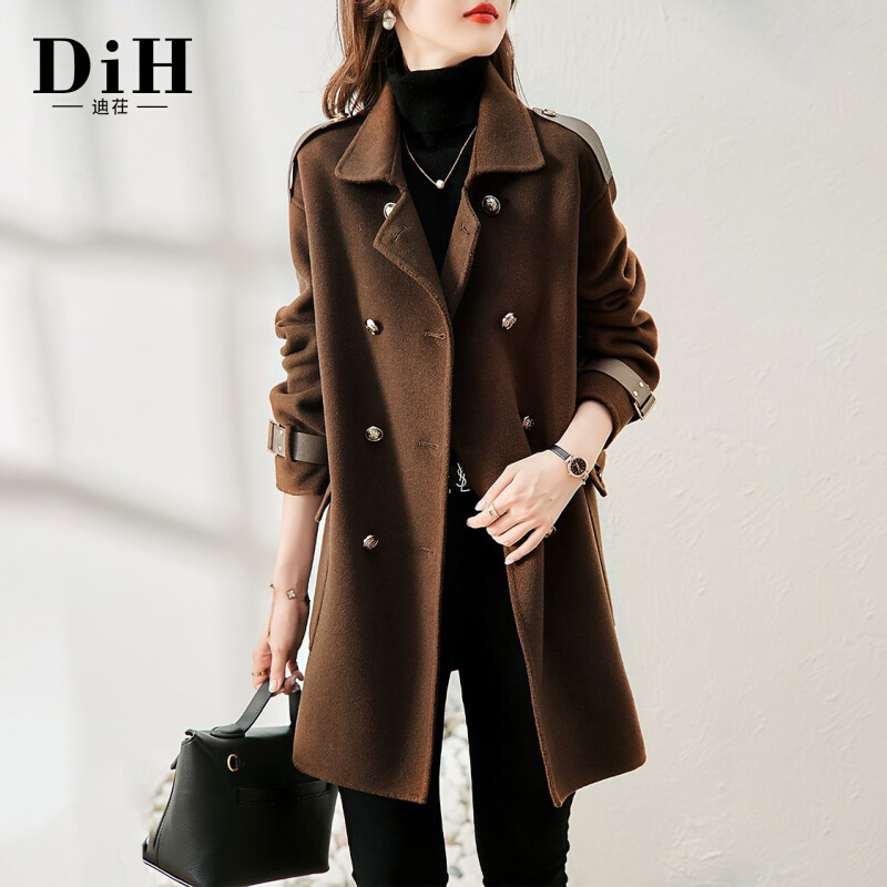Double-sided cashmere coat women's high-end small man fashion high-end 2022 new winter mid-length woolen coat women