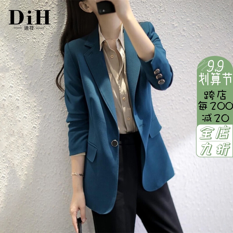 Casual small suit jacket women's thin summer blue chic2022 new trendy temperament professional suit women's top