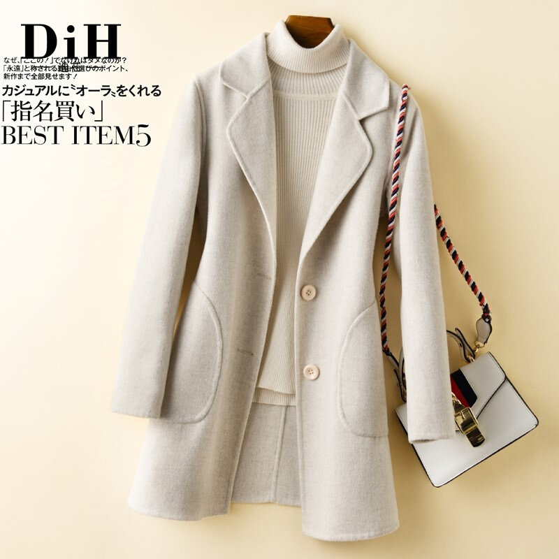 Double-sided woolen coat women's high-end small 2021 new trendy winter large size thickened mid-length cashmere coat