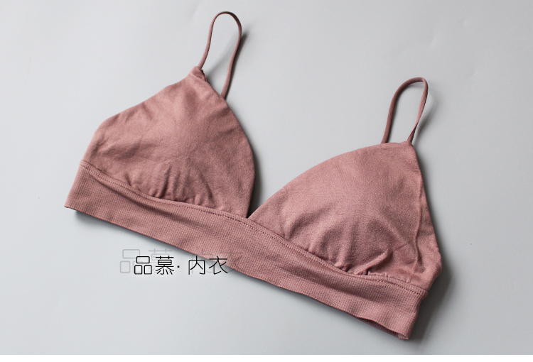 Châu âu và Hoa Kỳ không có vòng thép áo ngực sexy sâu V tam giác cup bikini mỏng dây đeo vai với ngực pad kích thước lớn mỏng cup đồ lót