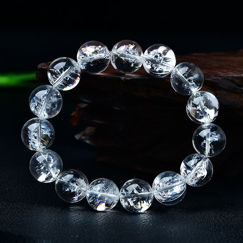 Natural Himalayan white crystal hand chisel for men and women single circle transparent rainbow bracelet hand chisel power stone gift