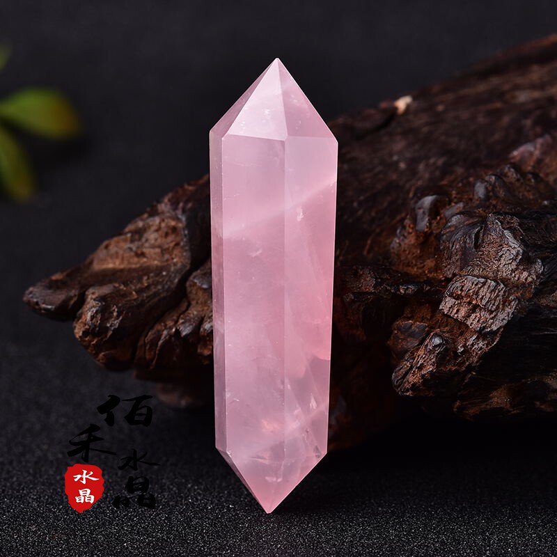 Natural Powder Crystal Double Tip Six Prism Pendulum Pieces Powder Crystal Raw Stone Crystal Pillar DIY Pendant Accessories Woolen Clothing Chain