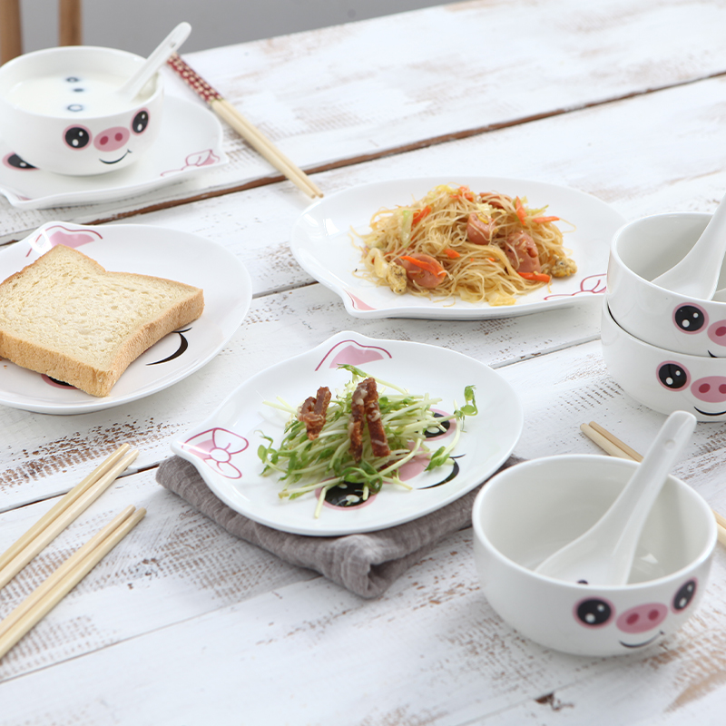 Fu kang resistant express cartoon dishes suit ceramics tableware 0 m the dishes chopsticks combination of household jobs