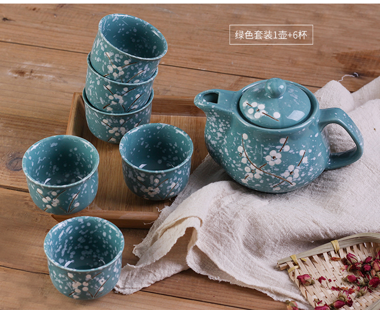 Creative ceramic tea set snowflakes glaze and wind restoring ancient ways kung fu tea brewing utensils 1 6 small teapot tea cups