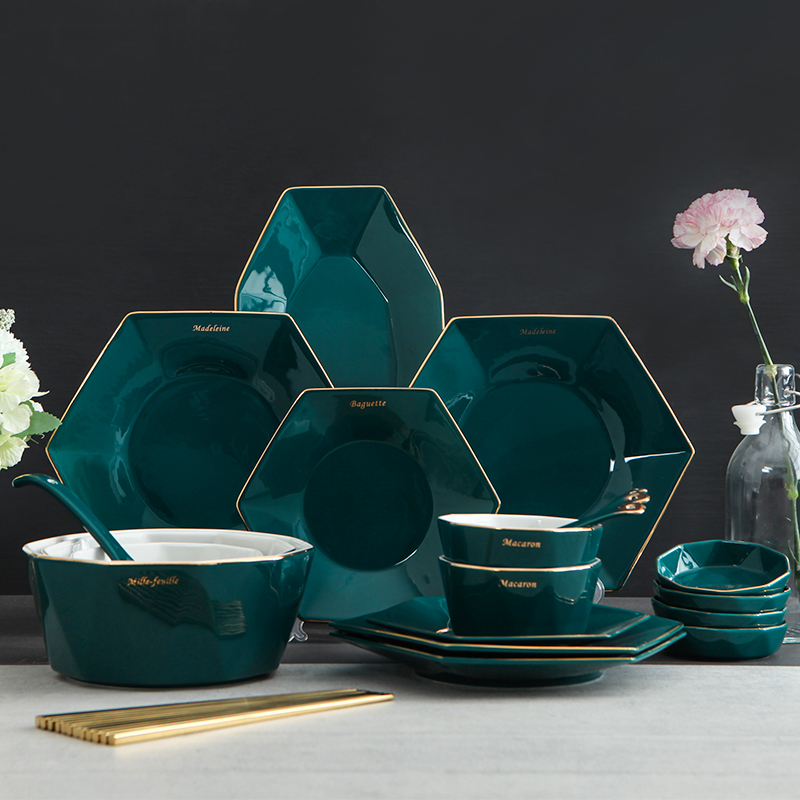 Ceramic platter tableware platter spell up phnom penh dish combination Fang Jiayong party always 0 hexagonal plates the diamond combination