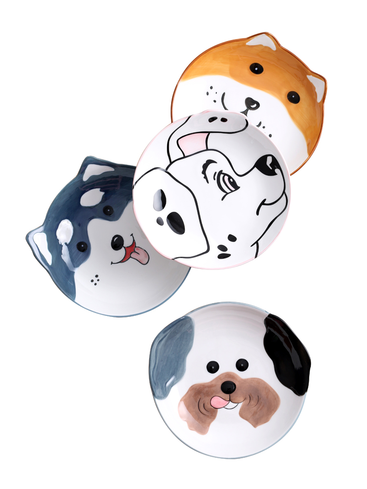 Soft of cartoon dog lovely children household ceramic plate web celebrity creative animal motifs disc shape