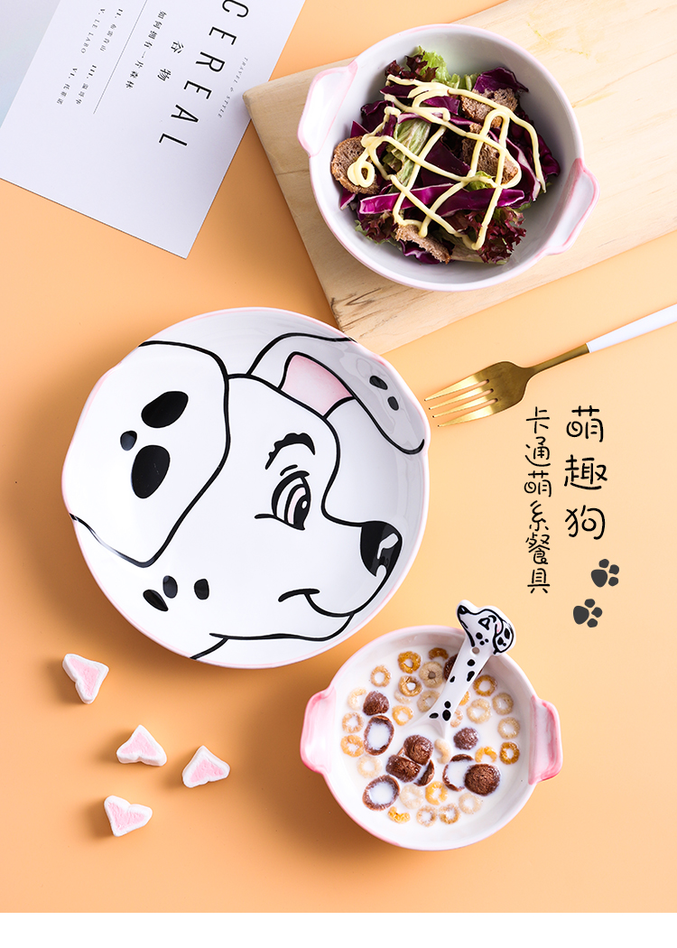 Express cartoon expression of dog ceramic tableware dish bowl spoon sets shiba inu the design web celebrity huskies modelling of the children