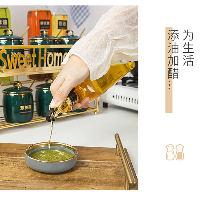 Boreal Europe style ceramic flavor seasoning box home seasoning salt sugar pot glass transparent European receive boxed set