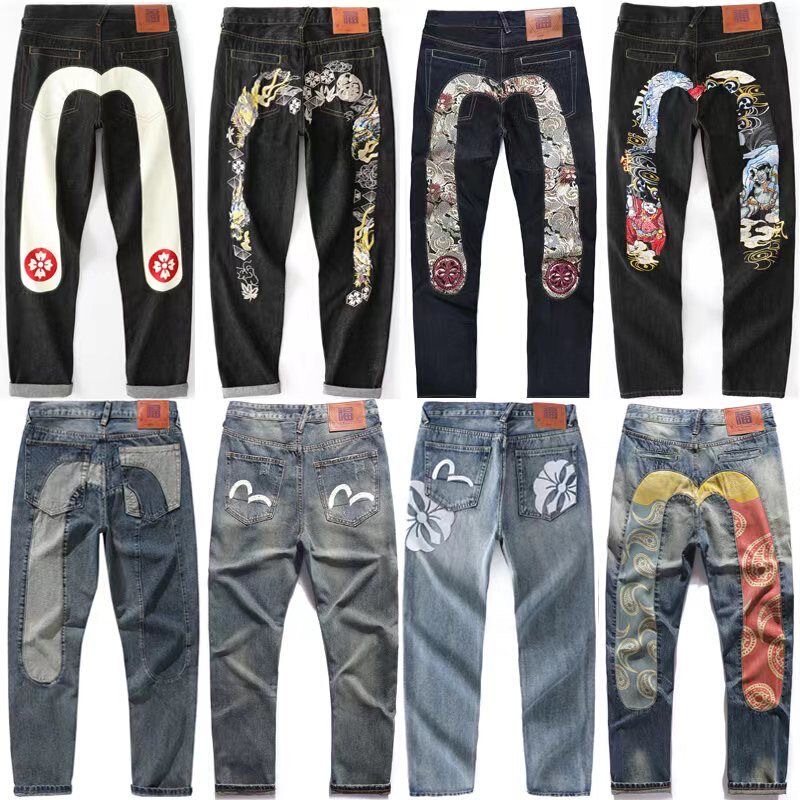 Molingfu God of Fortune Jeans Size m Embroidered Patchwork Unisex Loose Straight Leg Trendy Brand Plus Size Patchwork Trendy Internet Celebrity Molingfu God of Fortune Jeans Size m Embroidered Patchwork Unisex Loose Straight Leg Trendy Brand Plus Size Patchwork Trendy Internet Celebrity