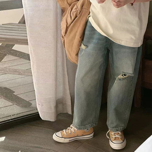 Джинсы, осенние детские штаны для мальчиков, детская одежда, в западном стиле, в корейском стиле