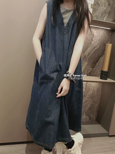 波拉bora韩国童装洋派女孩牛仔裙背心裙2025夏装洋派女童洋装