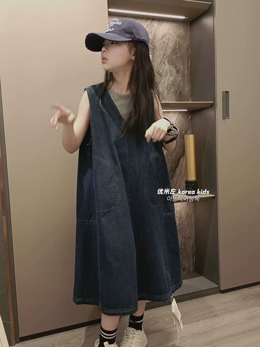 波拉bora韩国童装洋派女孩牛仔裙背心裙2025夏装洋派女童洋装