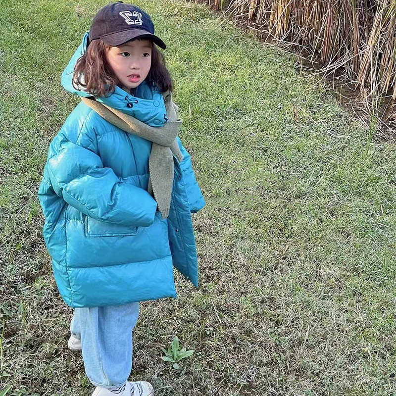 Umi-left Korean children's clothing children's down clothes 2021 winter clothing for men and women Thickening Dupont White Duck Suede Coats Foreign Pie