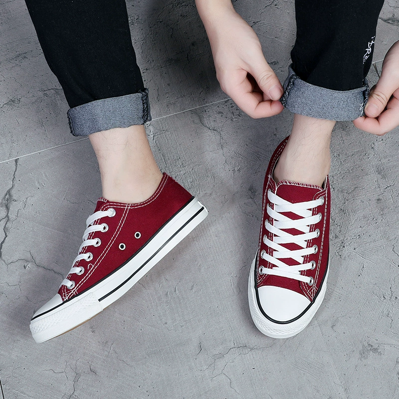 Mùa xuân 2019 cổ điển cao rắn màu giày hoang dã giày cao gót Gaobang giày vải nam sinh viên đường phố chụp giày phẳng - Plimsolls giày sneaker nam trắng