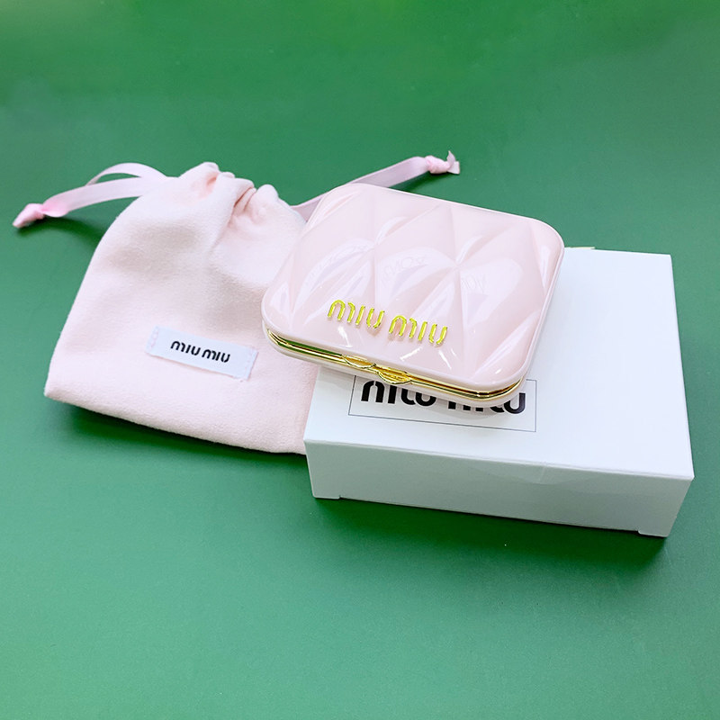 Miu Miu makeup mirror spot hair miumiu perfume counter folding convenient pink blue double-sided mirror mirror