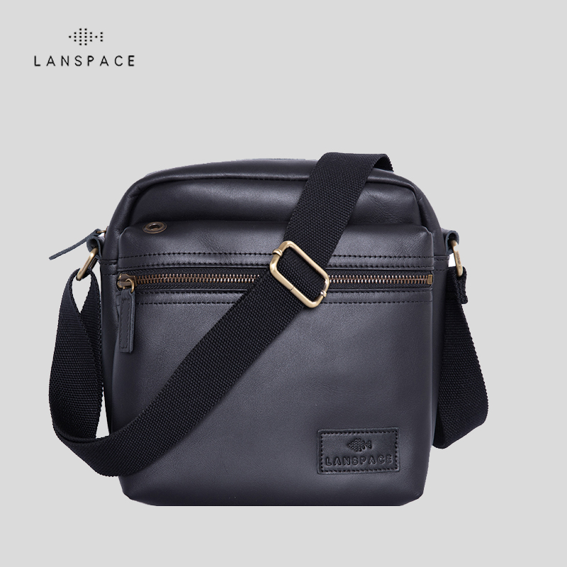 Blue Leather Furniture Men Single Shoulder Bag Genuine Leather Trend Fashion Skew Satchel Head Layer Cow Leather Men's Bag Day Series Mini Small Satchel