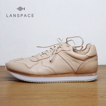 LANSPACE blue leather mens shoes leather sports shoes all cowhide casual mens shoes personality primary color leather shoes