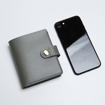 Blue leather wallet mens short leather small ultra-thin cowhide high-grade women card bag wallet one leather clip