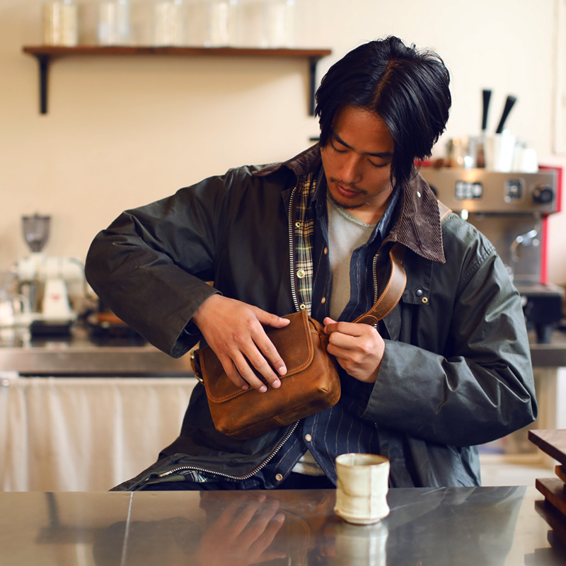 Blue leather with men's single shoulder bag genuine leather skew satchel mini men's bag trendy fashion casual cow leather cross small satchel