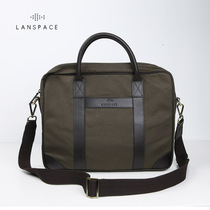 Blue leather mens large capacity fashion Hand bag leather with canvas bag casual business shoulder bag light mens bag
