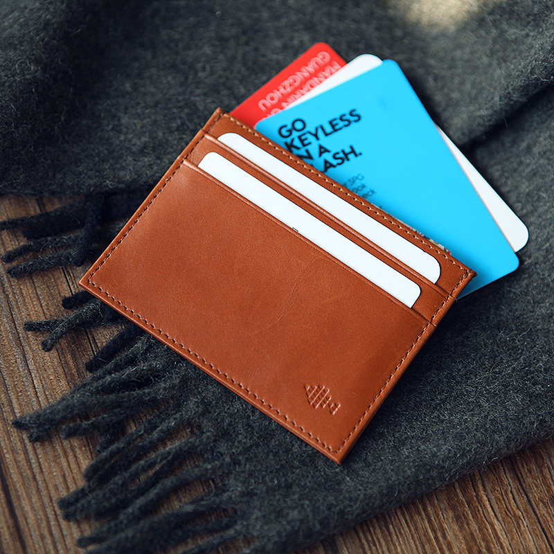 Blue leather with men's small card bag cutting sleeve ultra-thin small wallet real cow leather zero wallet Niu leather bank card clamping document bag