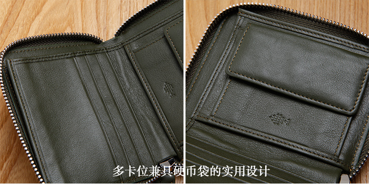 Ví da nam dây kéo LANSPACE ví da nữ ví đơn giản, ví ngắn mini handmade - Ví tiền bóp gucci