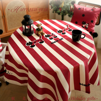 Christmas tablecloth waterproof oil-proof red new year style Christmas tablecloth waterproof oil-proof red new year style