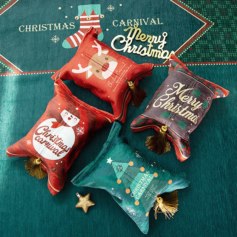 Nordic Jerkic Paper Towels Red Festive Removable Toilet Paper Kit Creative Tissue Box Living-room Dressing Room Extractable Toilet Paper Bag