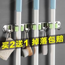 Fujiaxi304 thickened non-perforated mop hook Storage artifact mop clip wall-mounted toilet mop rack hook