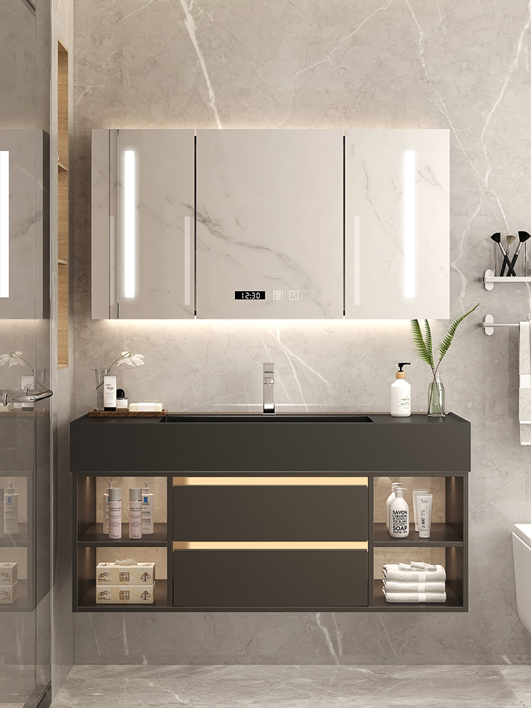 Rock board bathroom cabinet Modern simple powder room Marble wash table Sink sink Face basin cabinet Combination one-piece basin