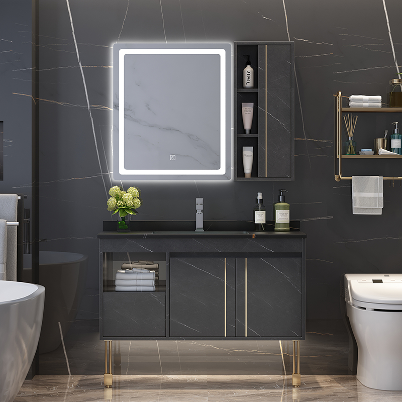 Rock board bathroom cabinet smart toilet sink face wash basin cabinet combination bathroom set