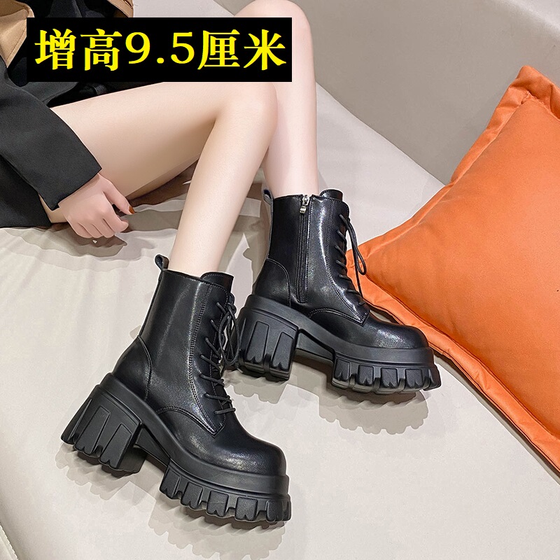 European Style Height-Increasing 9.5cm Martin Boots for Women, 2026 Autumn and Winter New Style, Thick-Soled Riding Boots for Petite Women, Platform Short Boots European Style Height-Increasing 9.5cm Martin Boots for Women, 2026 Autumn and Winter New Style, Thick-Soled Riding Boots for Petite Women, Platform Short Boots