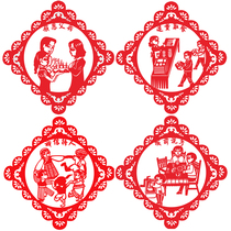 Students civilized etiquette paper-cutting family friendship good habits red rice paper carved paper window grilles traditional paper-cutting finished product